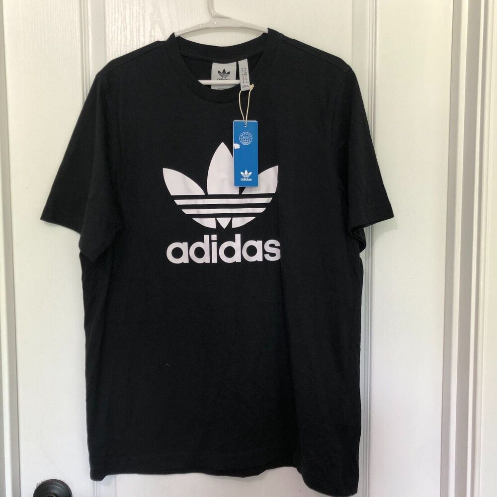 Adidas Originals Mens Trefoil‎ T-Shirt Black White Logo IA4815 Size Medium NWT
